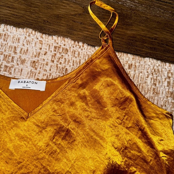 Babaton Golden Yellow EVERLY V-Neck Layering Tank Top Size Small Aritzia - Picture 3 of 6